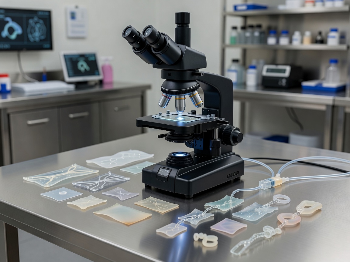 Laboratory microscope and polymers testing for high-performance wearable fluidics